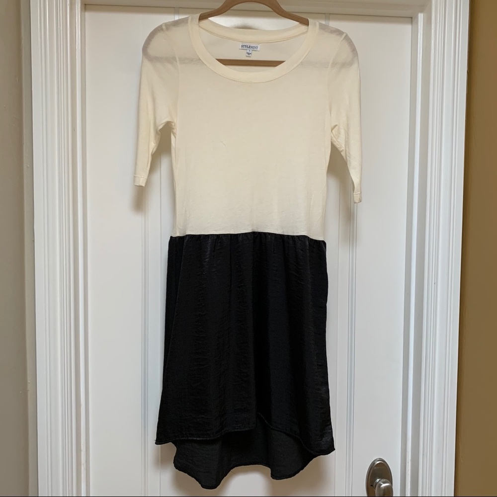 StyleMint Hi-Lo Jersey and Satin Dress